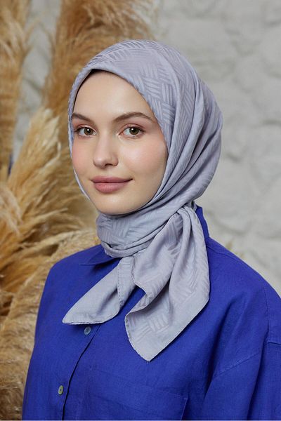 Şalland Match Pattern Jacquard Scarf Gray