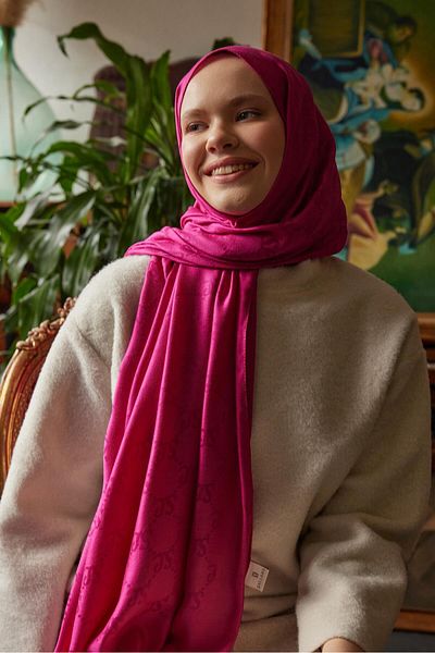 Şalland Wool Cashmere Shawl Fuchsia Pink