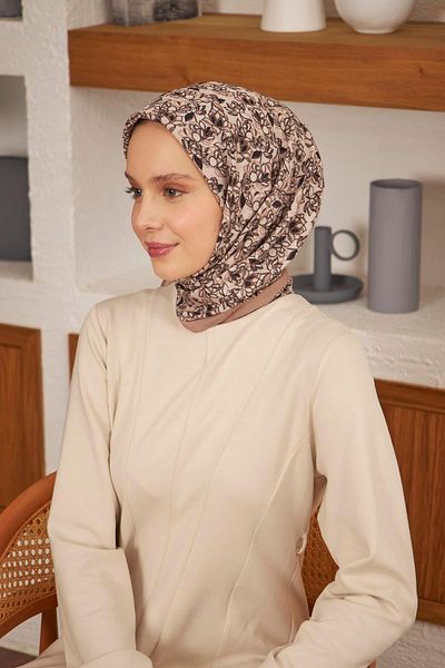Şalland Baroq Pattern Scarf Dark Mink