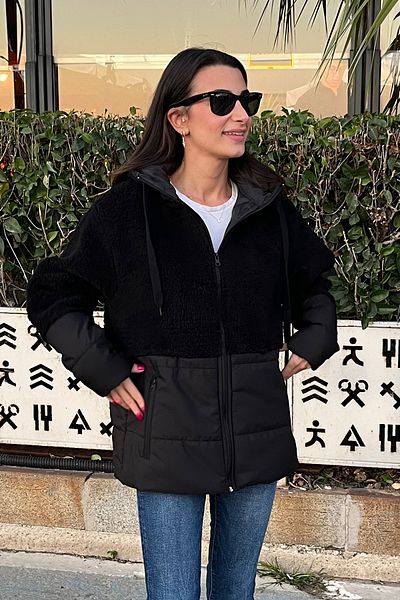 Love The Wind Hooded Quilted Garnished Long Plush Coat