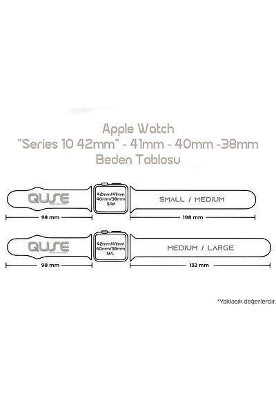 Quse حزام سيليكون لساعة Apple Watch Series 10-5 باللون البيج - متوافق مع 42 مم 41 مم 40 مم 38 مم