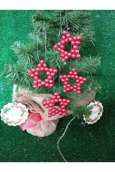 ZEKAAVM 4 Pieces Decorative Pomegranate Flower Pearl Beaded Star 7cm