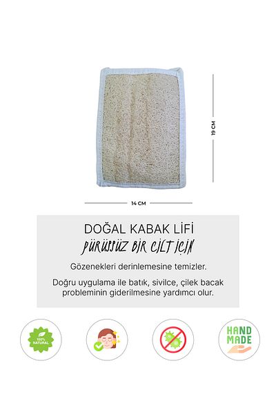Bilian Natural Pumpkin Fiber Square Scrub, Bath Scrub, 100% Organic, Skin Care