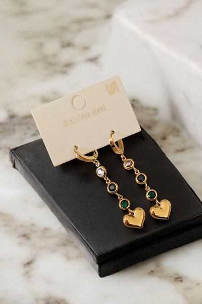 m mavi deniz accesories Colorful Dangle Heart Steel Earrings