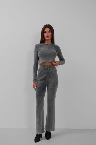 Black Fashion Set de tricotaje lavabile cu laser, gri