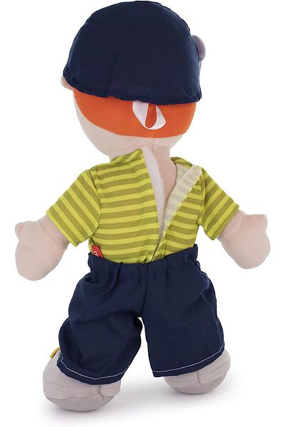 Miniland Papusa baietel caucazian - Invat sa ma imbrac singur