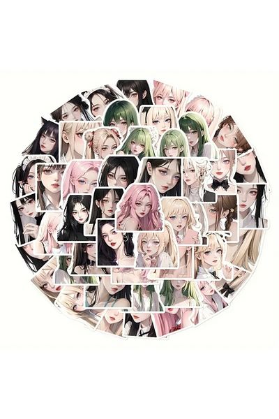 Major Selection 50 τμχ Αυτοκόλλητα Anime Girl για ματ θήκες τηλεφώνου με υφή, αυτοκόλλητο φορητού υπολογιστή μέσο μέγεθος 3-4 cm