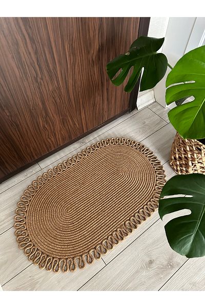 ERSU AHAT HOME DESİGN EA Wicker Patterned Jute Mat - Door, Bathroom, Balcony Carpet