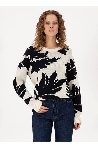 U.S. Polo Assn. BAZA. Polo Assn. Pulover de damă crem cu croiala normală - BEGO DMLS