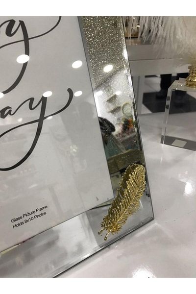 PEKİBU Mirrored Frame Leaf Gold Small