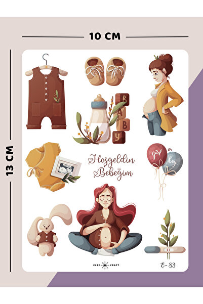 Else Craft Hoş geldin Bebeğim / Yenidoğan Bebek Temalı Sticker - E-83 - Ajand...