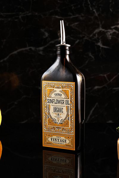 TheBRo 500ml Amber Premium Vintage Sunflower Oil - Shiny Metal Bottle