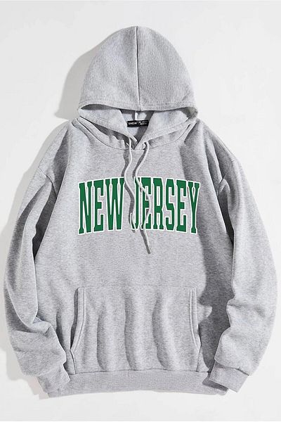 Pink Sky Unisex Oversize Hooded - New Jersey Printed Sweatshirt Hoodie