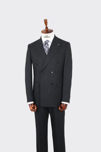Kadir Büyükkaya Kırlangıç Yaka Kruvaze Erkek Takım Elbise-KAX1256S