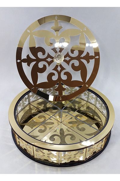 şamaksesuar Special Acrylic & Wooden Delight - Σοκολάτα - Καραμέλα - Ξηροί καρποί Κουτί 4 τμημάτων (Διαφανές & Χρυσό & Μαύρο)