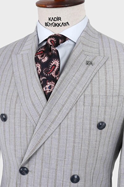 Kadir Büyükkaya Kırlangıç Yaka Kruvaze Erkek Takım Elbise-KAX1271W
