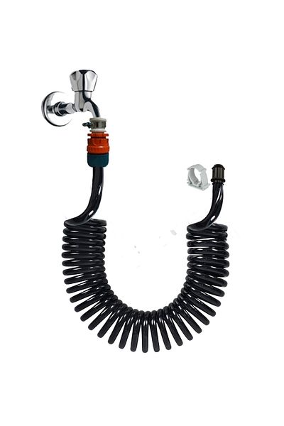 PLASYAY 1.5 Meter Black Spiral Wc Bathroom Washer Set with Bidet and Hose Mat - Clamp Adapter