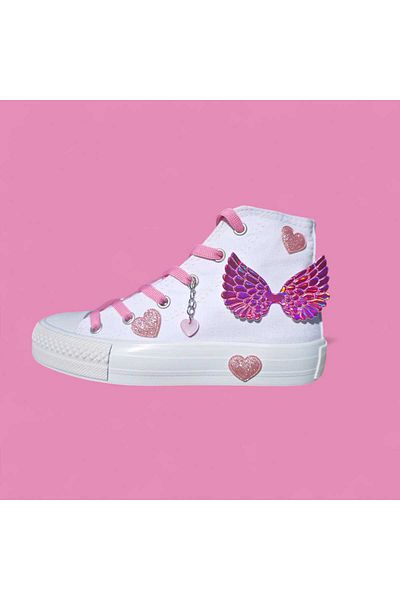 LİASSHOES aripi de înger lanț detaliat inimă argintie design adidași pantofi sport copil feminin