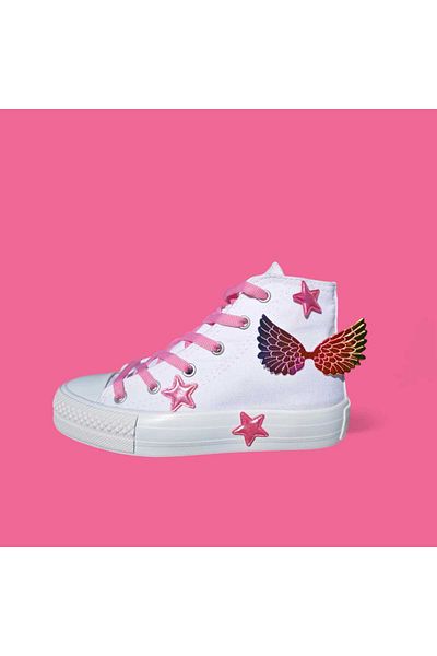 LİASSHOES pantofi sport pentru copii de sex feminin cu aripi de înger roz cu stea argintie