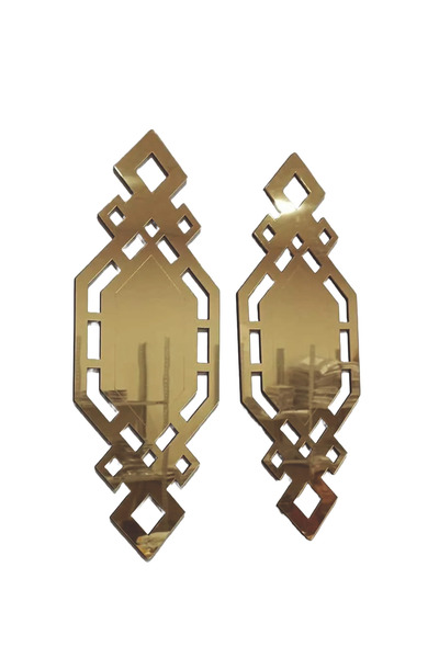 şamaksesuar Gold Aynalı Pleksi 2'Lİ SET Duvar Tablosu ( 40 X 15 CM )
