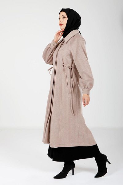 Beyza Κοντό χιτζάμπ παλτό Milky Brown Color 9255