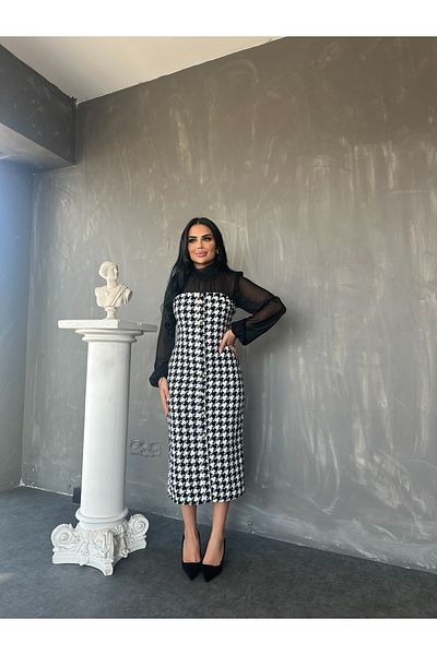 LİLA İSTANBUL Rochie cu detaliu din tul cu gât