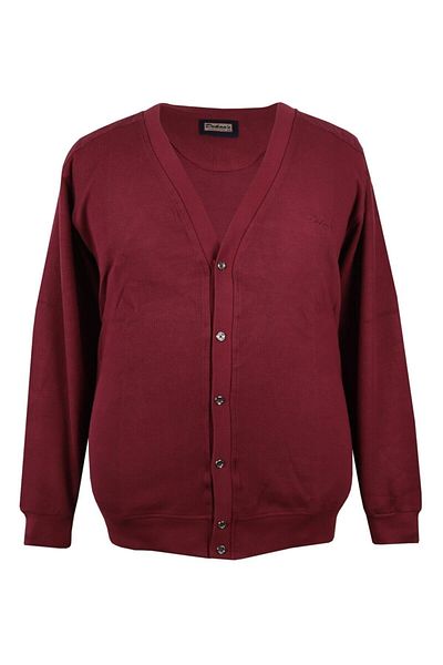 DEKONS Men's Large Size Oversize Thessaloniki Cardigan Long Sleeve Burgundy