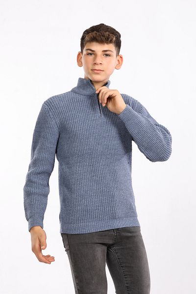 Cloudy Kids Pulover din tricot cu guler cu fermoar pentru băiat