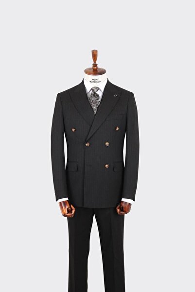 Kadir Büyükkaya Kırlangıç Yaka Kruvaze Erkek Takım Elbise-KAX1256S