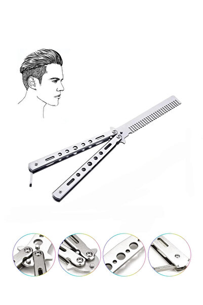 Paras Ticaret Gümüş Renk Tarak Bıçak Şekilli Kelebek Metal Katlanır Tarak (1 ...