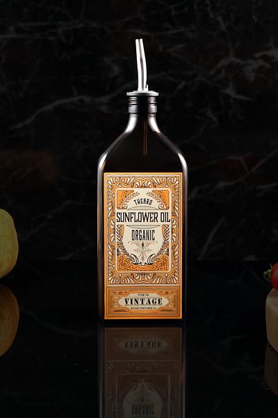 TheBRo 500ml Amber Premium Vintage Sunflower Oil - Shiny Metal Bottle