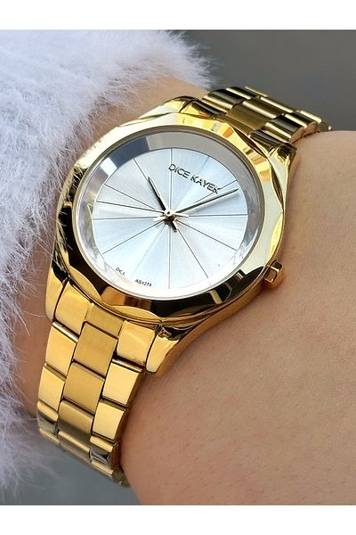 Dice Kayek Custom Design Gold Color 5 Atm Waterproof Steel Band Women's Wristwatch