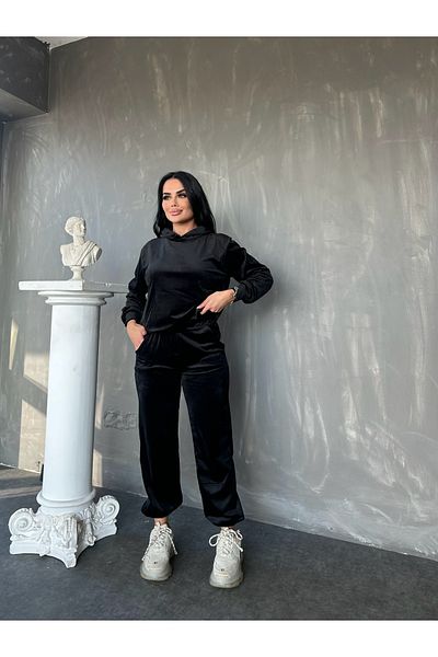LİLA İSTANBUL Кадифен комплект анцуг с качулка