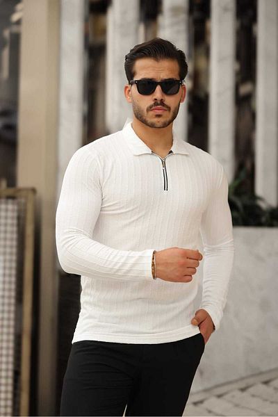 Oyga Ανδρικό φούτερ με μισό φερμουάρ Polo λαιμόκοψη