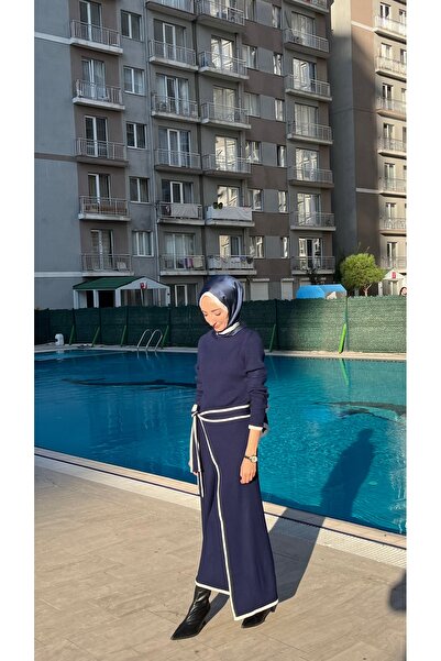 MODA Pelerinli triko elbise