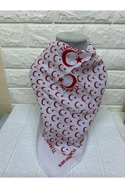 sema aksesuar Unisex βαμβακερό κασκόλ με γραμμένο μισοφέγγαρο και αστέρι και Τουρκία - Μπαντάνα - 23 Απριλίου, 29 Οκτωβρίου