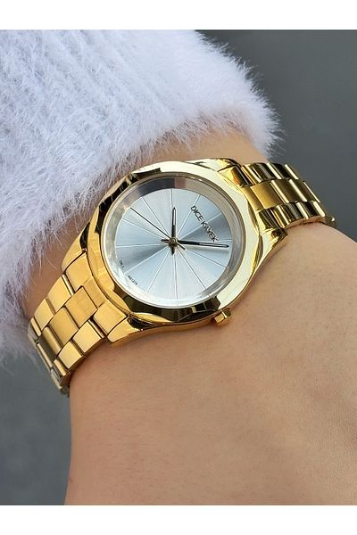 Dice Kayek Custom Design Gold Color 5 Atm Waterproof Steel Band Women's Wristwatch