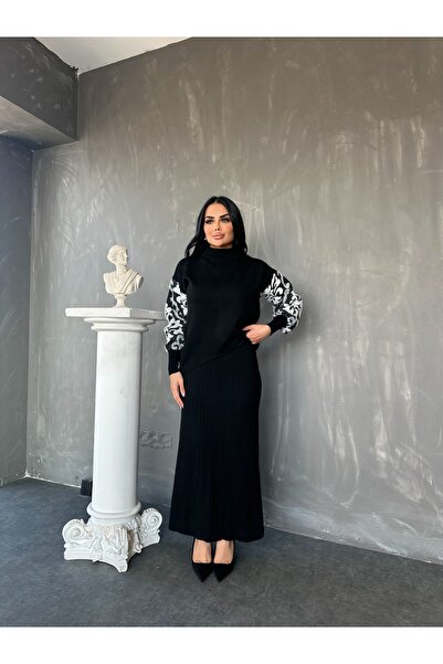 LİLA İSTANBUL Λεπτομερές διπλό πλεκτό σετ με ζιβάγκο