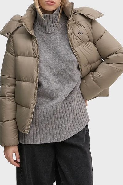 Calvin Klein Regular Fit Water Repellent Detachable Hood Short Puffer Coat
