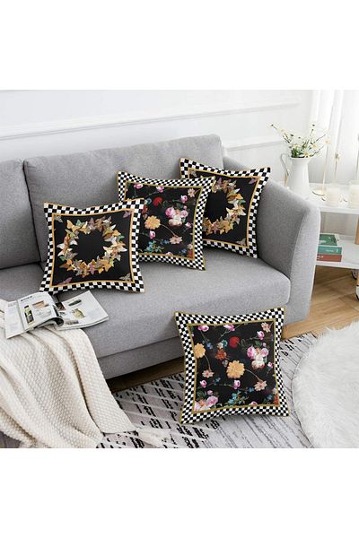 Realhomes Double Sided Special Design 4-Piece Throw Pillow Cover Set 40X40-45X45-55X55Cm