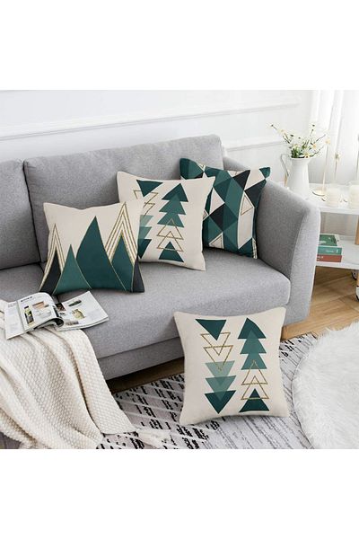Realhomes Double Sided Special Design 4-Piece Throw Pillow Cover Set 40X40-45X45-55X55Cm