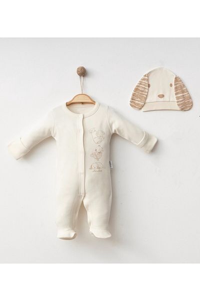 BABYLİM Baby Boy Romper Set with Cute Dog Ears 100% Cotton