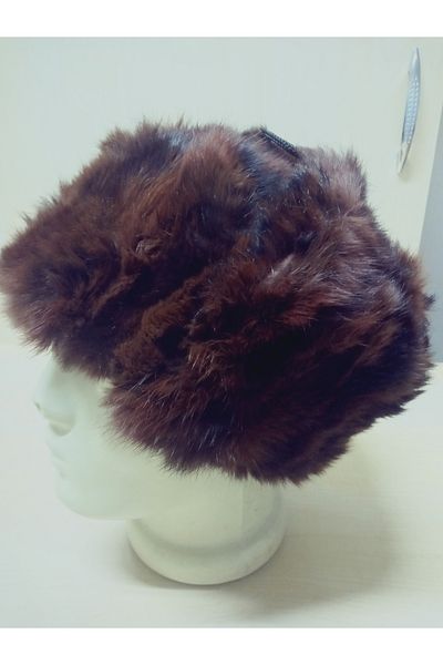 hoaryage Unisex Genuine Mink Leather Usanka Russian Heart Hat