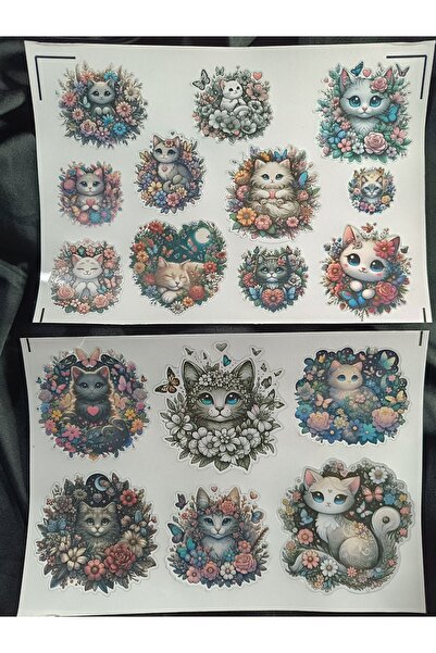 Pink Swan Craft Set de autocolante vintage cu pisici drăguțe în interiorul fl...