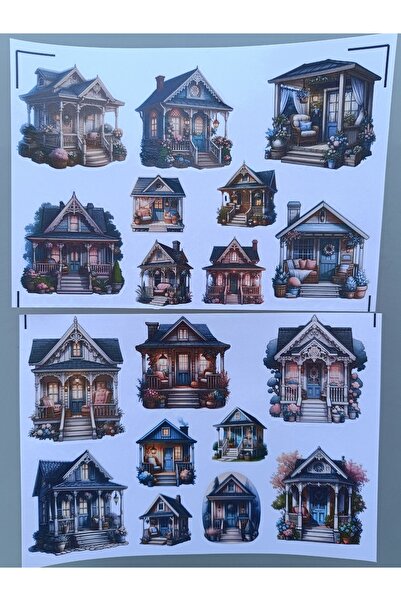 Pink Swan Craft Set de autocolante pentru case din lemn de verandă vintage, j...