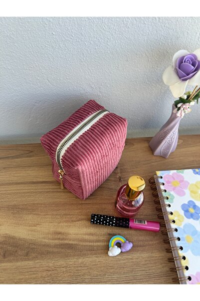 minyaturhayalim Rose pamuk fitilli kadife mini makyaj çantası Astarlıdır Yıka...