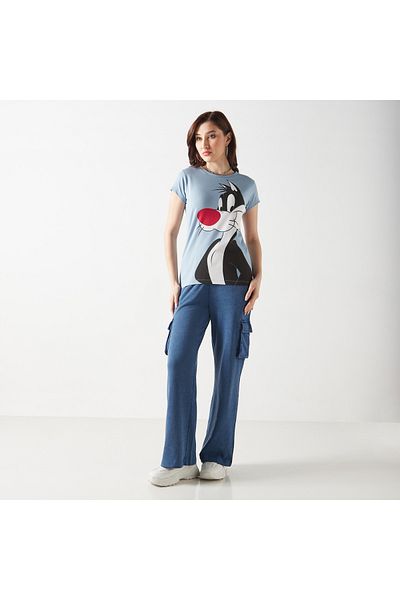 SP Characters Sylvester Print T-shirt with Short Sleeves
