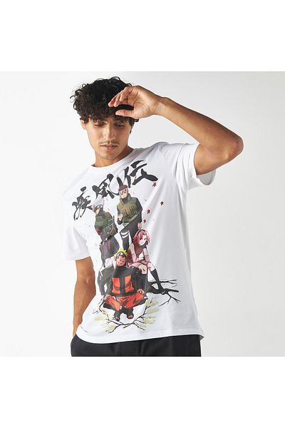 SP Characters Graphic Print T-shirt with Crew Neck and Short Sleeves