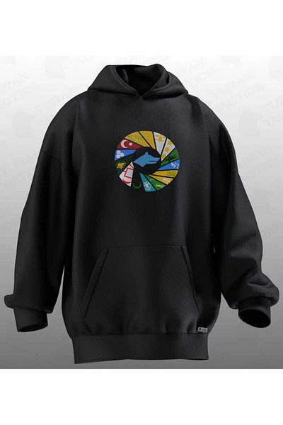 FULL TOLERANCE Hanocă supradimensionată unisex - Design 16 state (dinastii) turcești, 100% bumbac