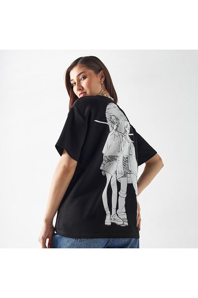 SP Characters The Celestials Print Round Neck T-shirt with Short Sleeves